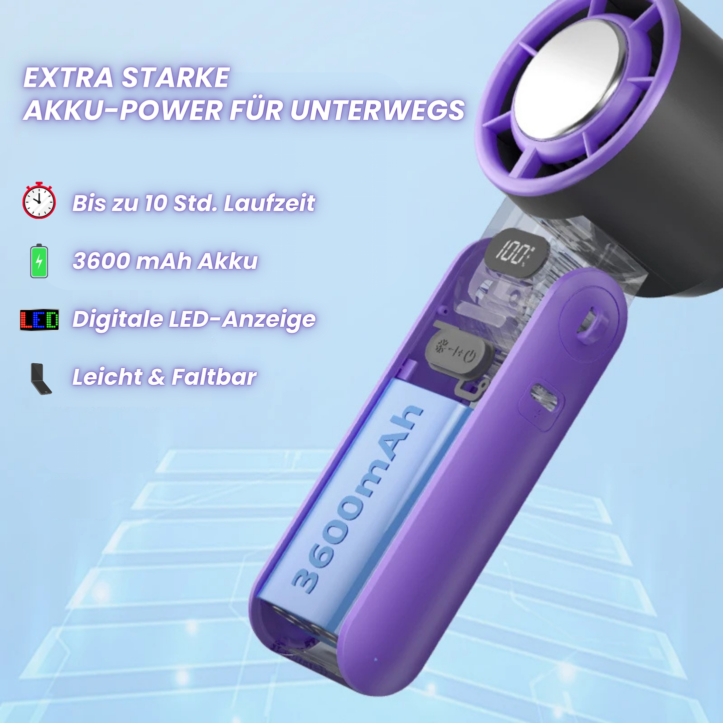 FrostedVenti™ Faltbarer Handventilator mit Eisplatte