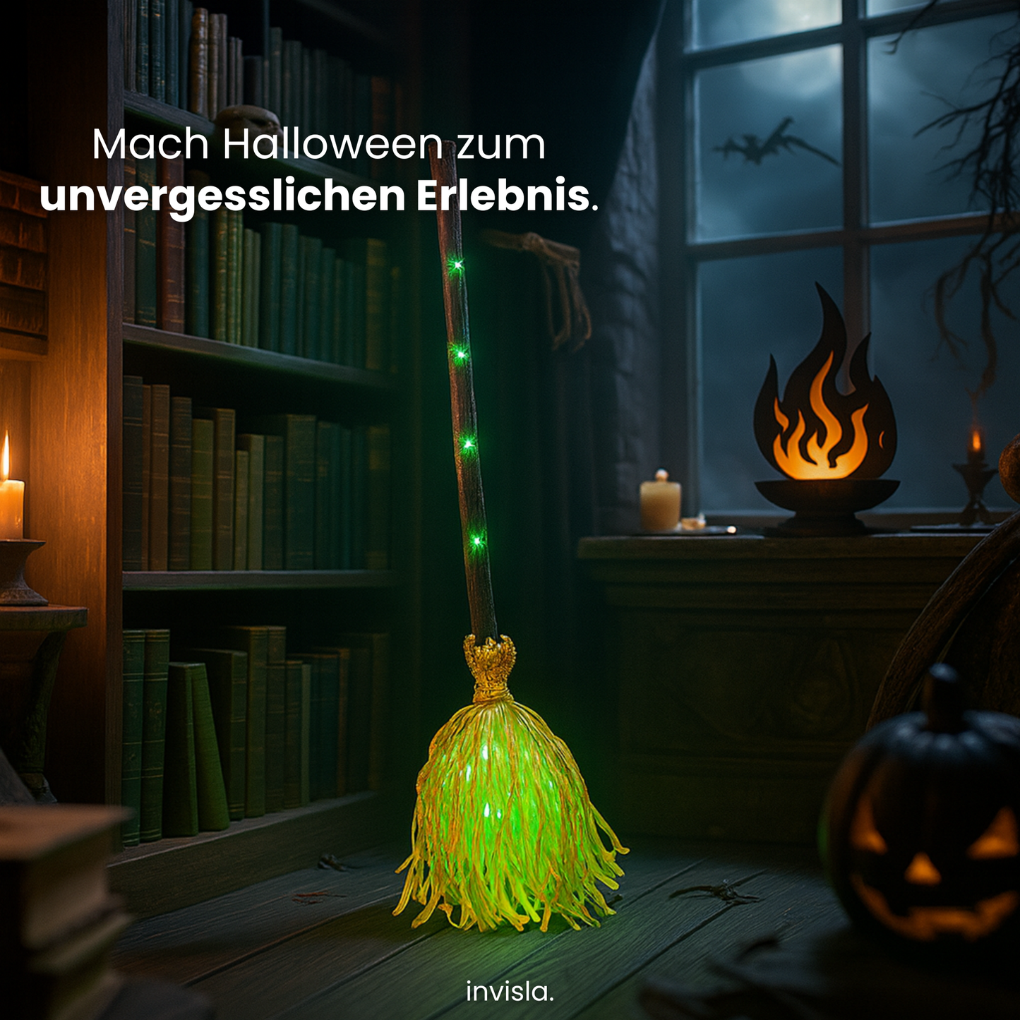Halloween HexaGlow™ Tanzender Hexenbesen mit Licht & Sound
