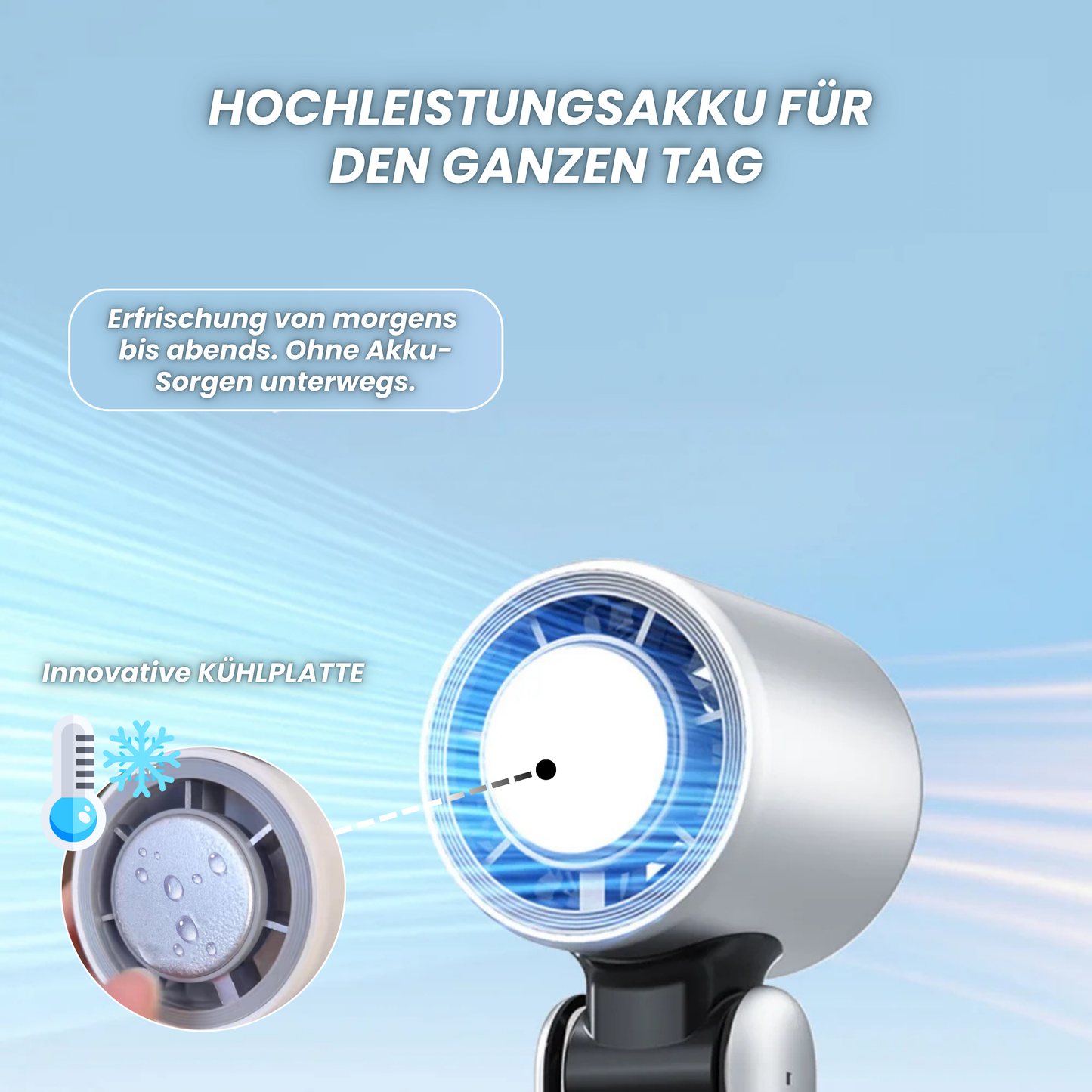 FrostedVenti™ Faltbarer Handventilator mit Eisplatte