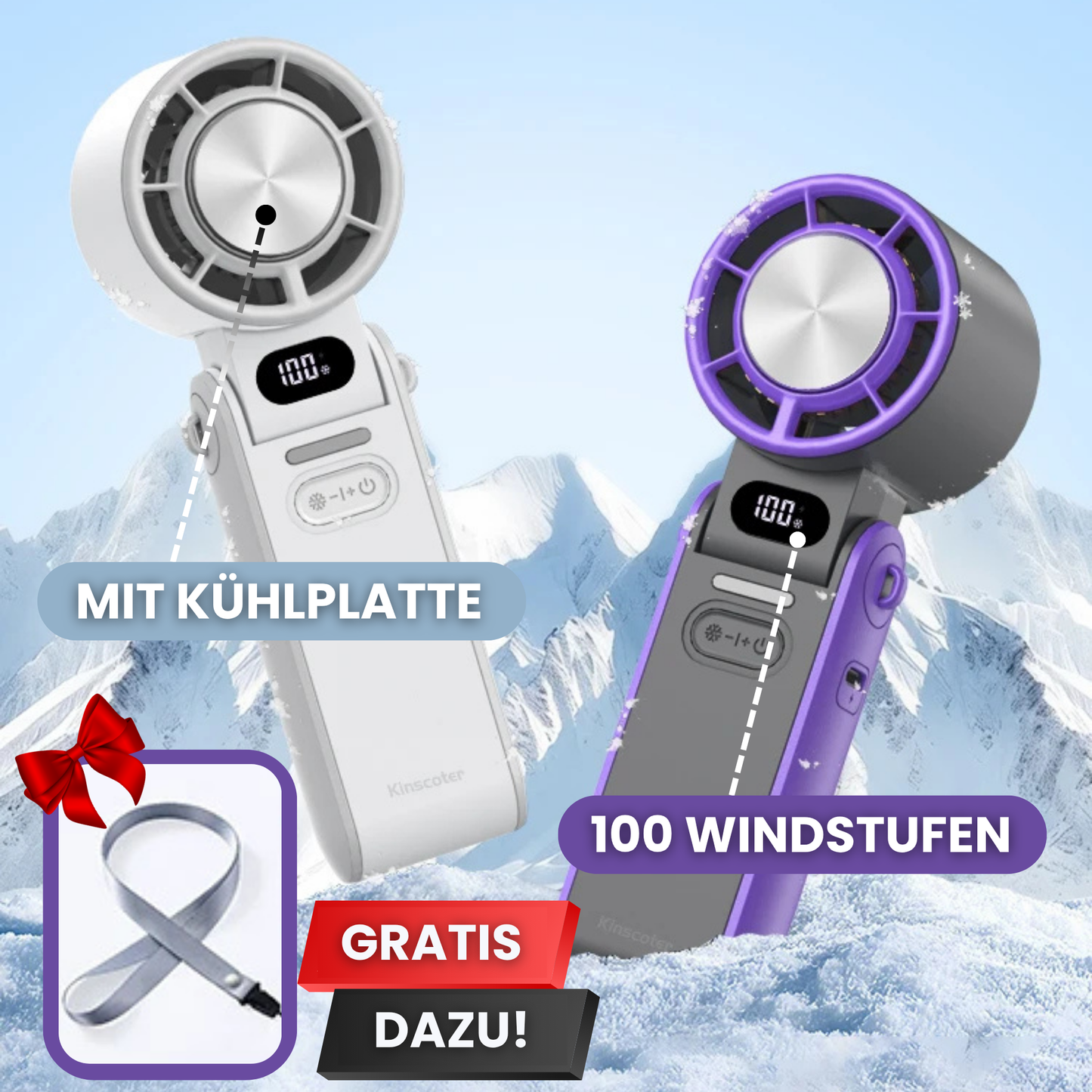 FrostedVenti™ Faltbarer Handventilator mit Eisplatte