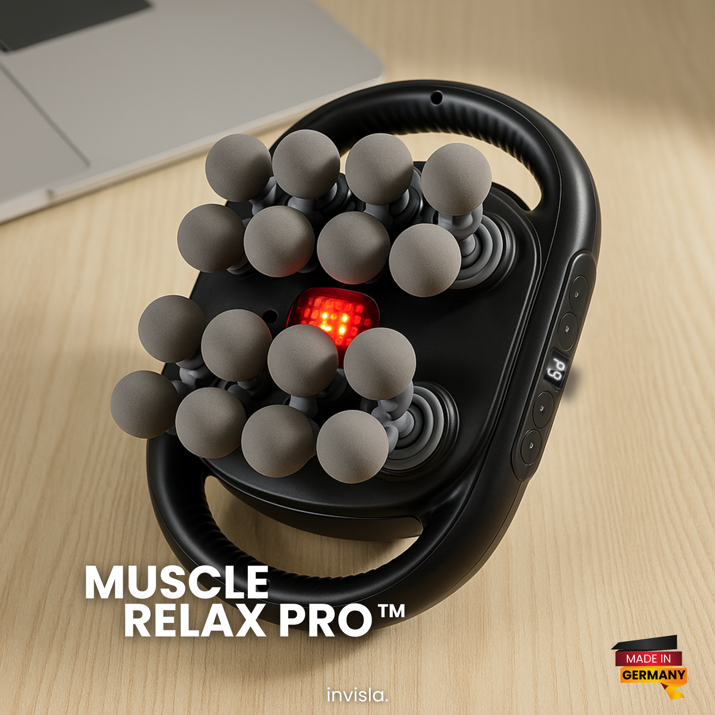 MuscleRelax Pro™ 16-Kopf Massagegerät mit Rotlichtwärme