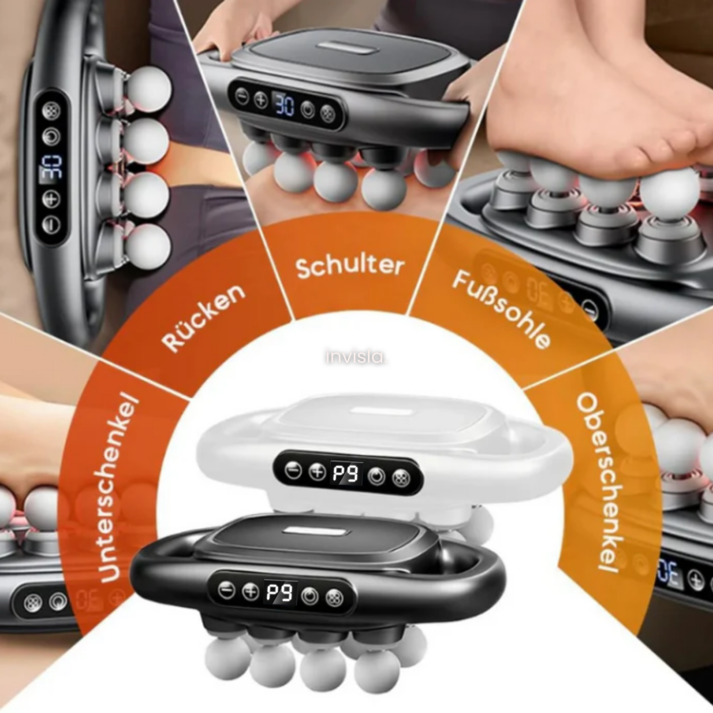 MuscleRelax Pro™ 16-Kopf Massagegerät mit Rotlichtwärme