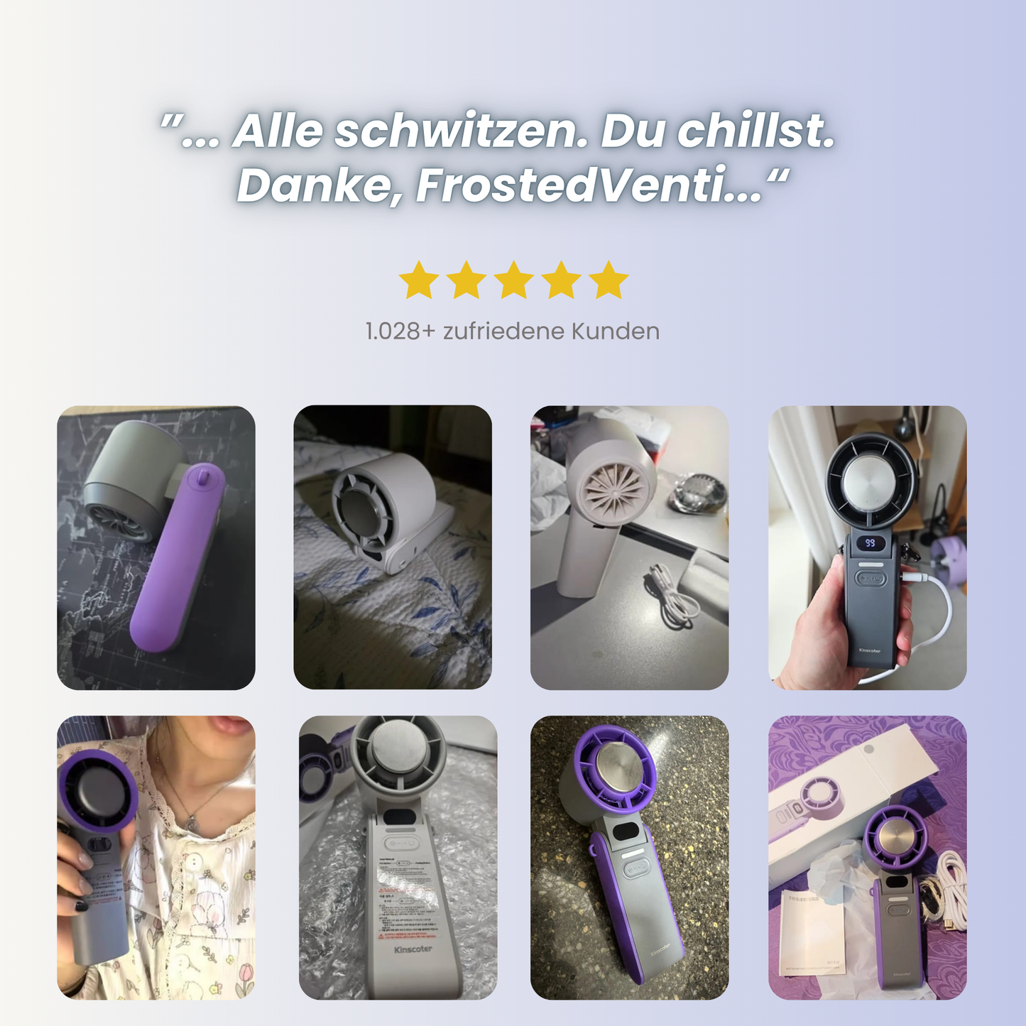 FrostedVenti™ Faltbarer Handventilator mit Eisplatte