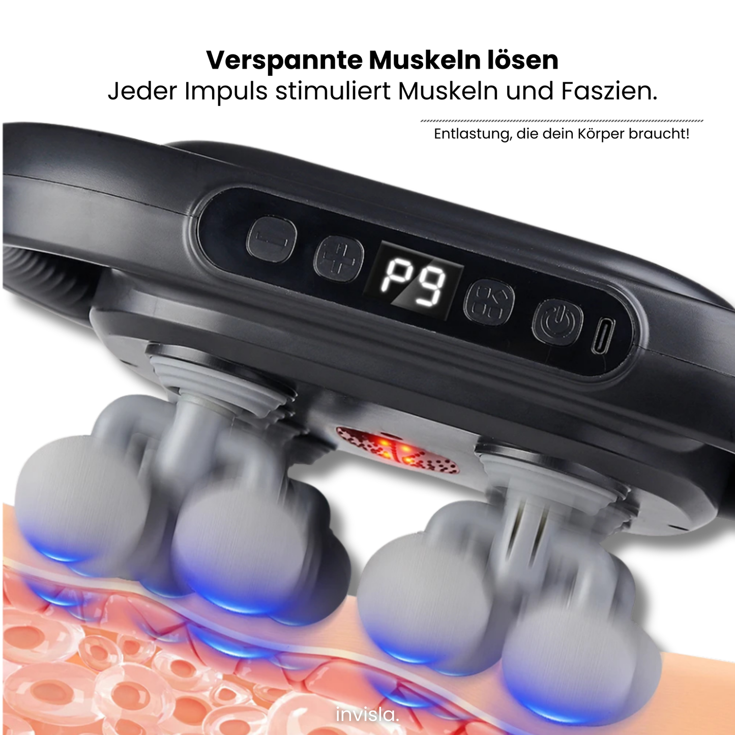 MuscleRelax Pro™ 16-Kopf Massagegerät mit Rotlichtwärme