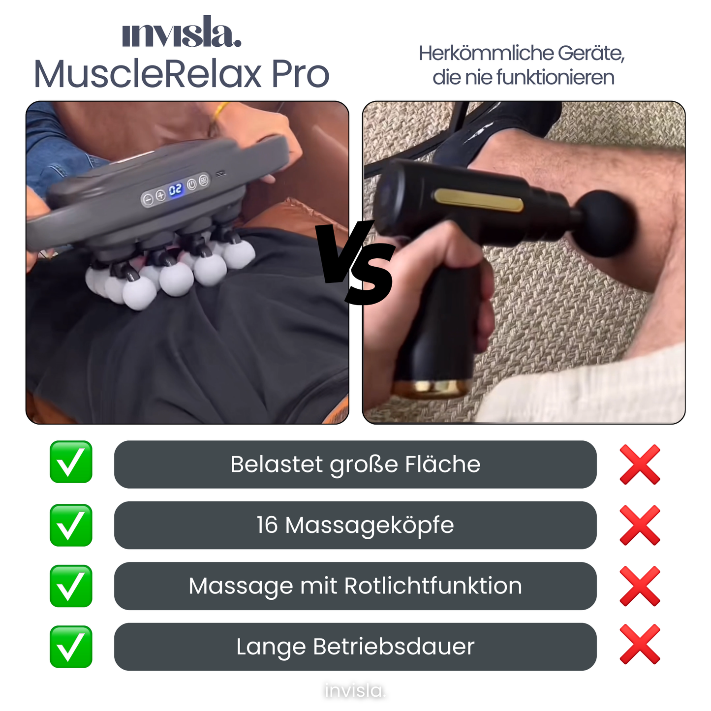 MuscleRelax Pro™ 16-Kopf Massagegerät mit Rotlichtwärme